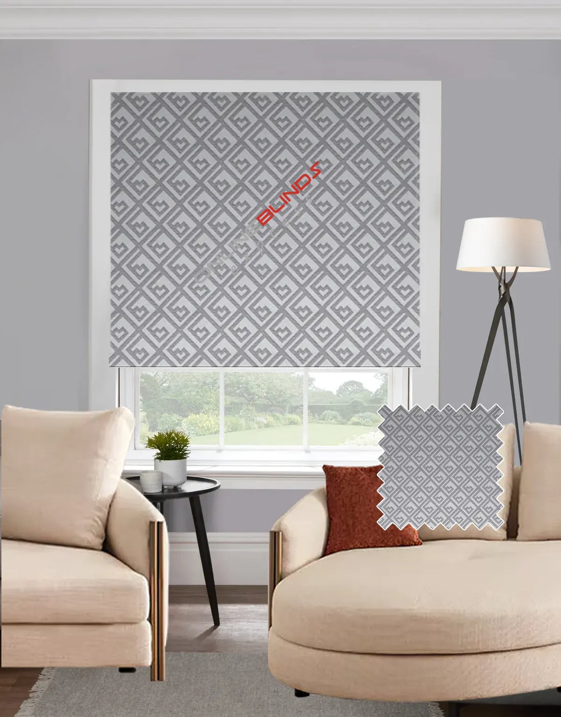 Kufic Grey EB - Roman Blind - Online Blinds Express