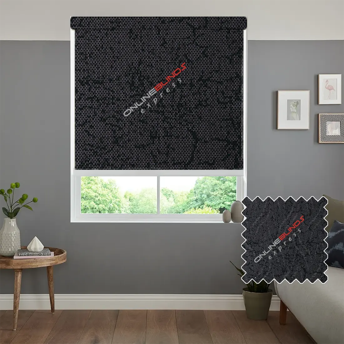 LAHORE BLACK MOTORISED ROLLER BLIND - Online Blinds Express