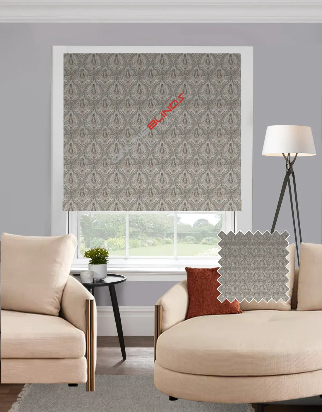 Marrakech Grey EB - Roman Blind - Online Blinds Express