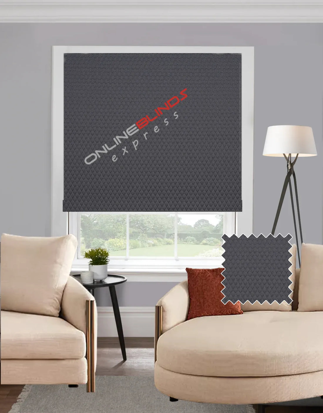 Nora Smoke EB - Roman Blind - Online Blinds Express