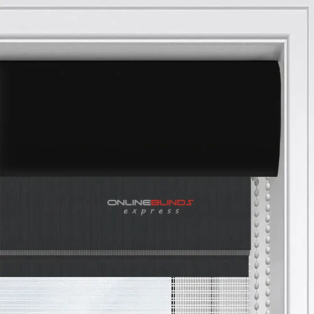 Plain Soft Black Motorised Day and Night Blind - Online Blinds Express