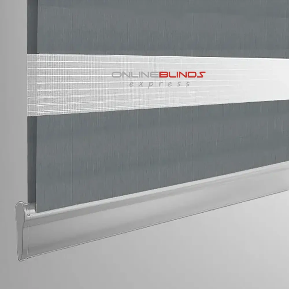 Plain Soft Charcoal Grey Motorised Day and Night Blind - Online Blinds Express