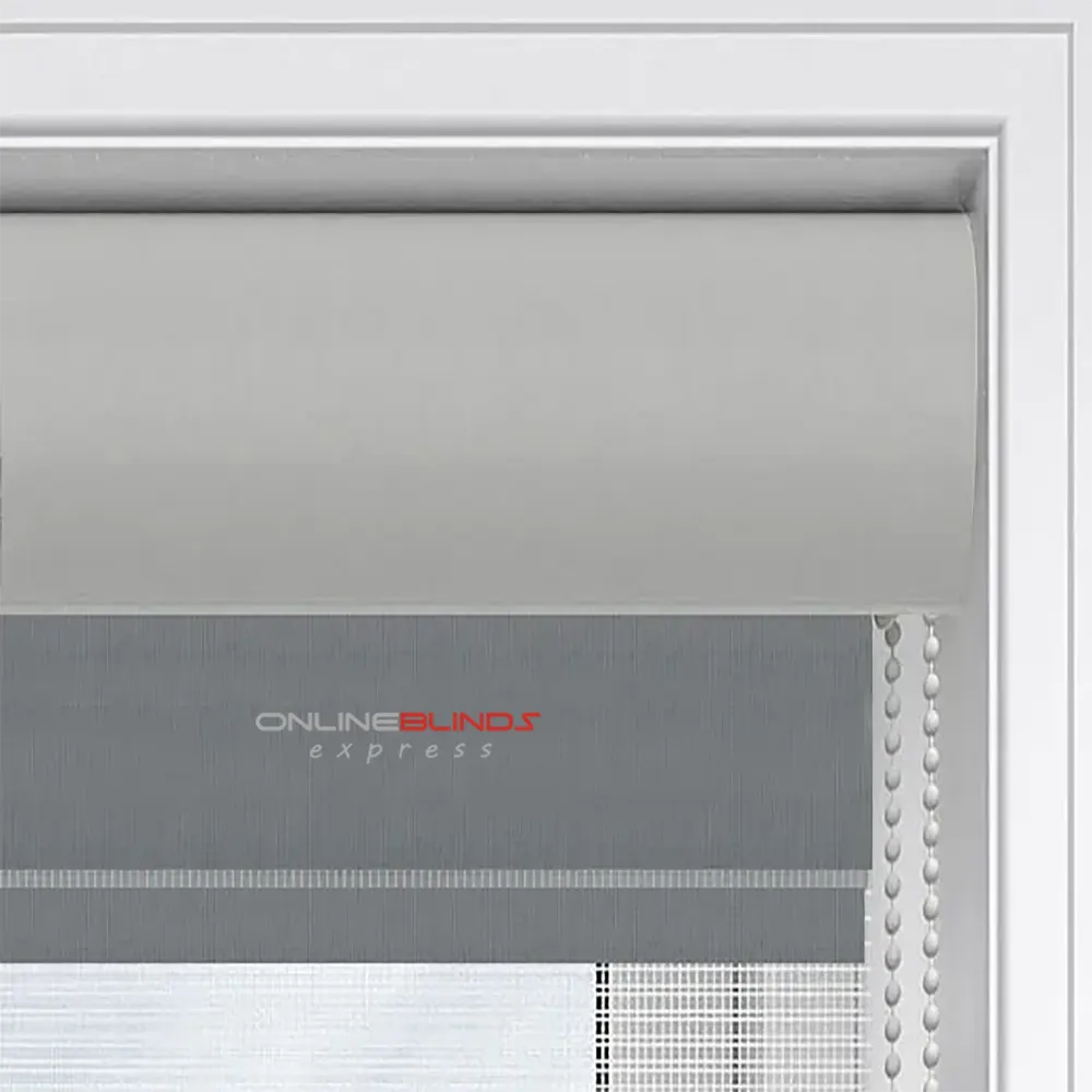 Plain Soft Charcoal Grey Motorised Day and Night Blind - Online Blinds Express