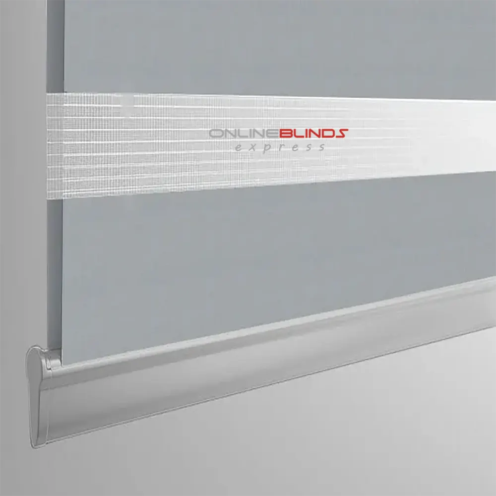 Plain Soft Silver Motorised Day and Night Blind - Online Blinds Express