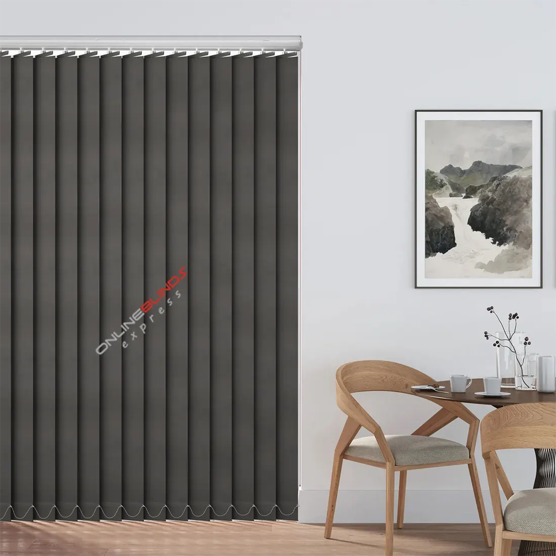 PLAZA GRAPHITE – PVC WATERPROOF BLACKOUT VERTICAL BLINDS