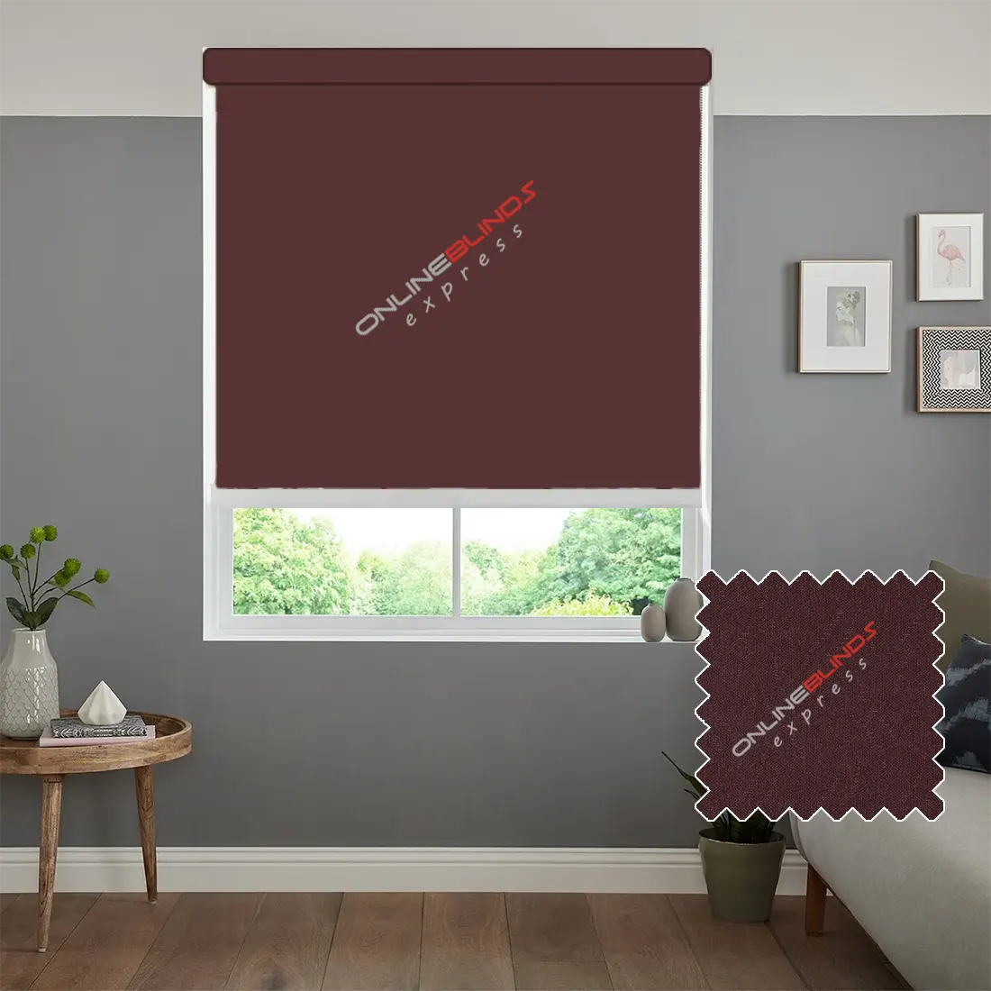 CAIRO BURGUNDY MOTORISED ROLLER BLIND - Online Blinds Express