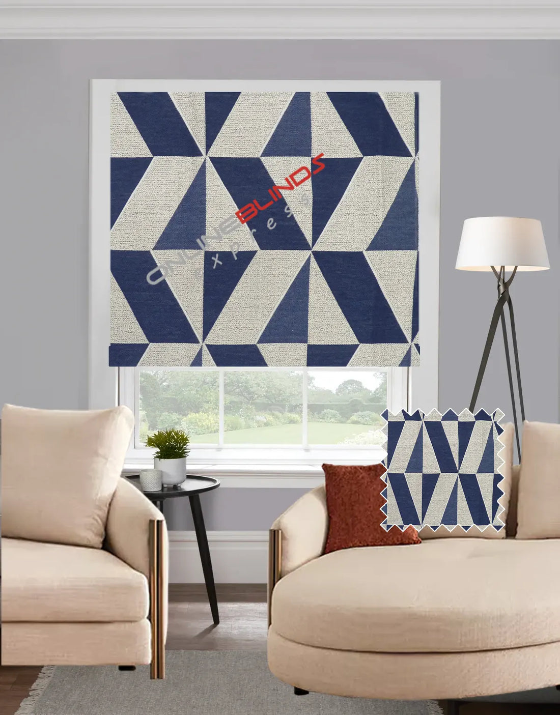Tranquil Navy EB - Roman Blind - Online Blinds Express