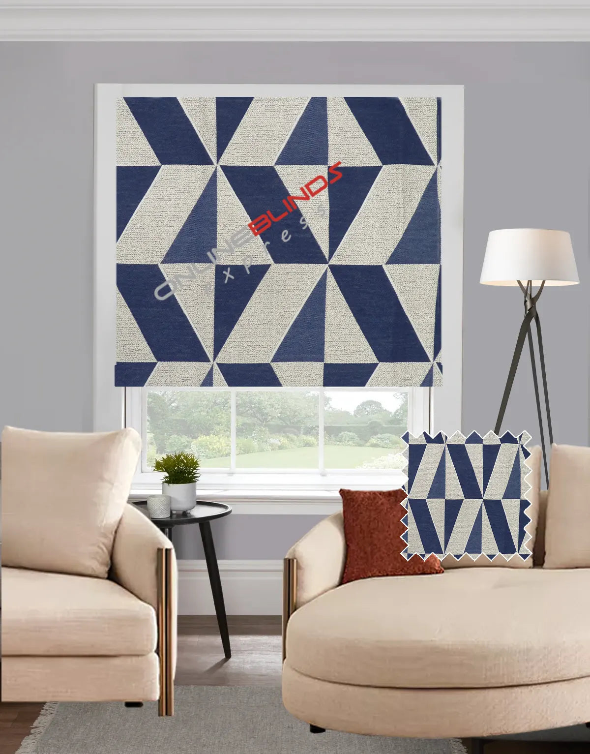 Tranquil Navy EB - Roman Blind - Online Blinds Express