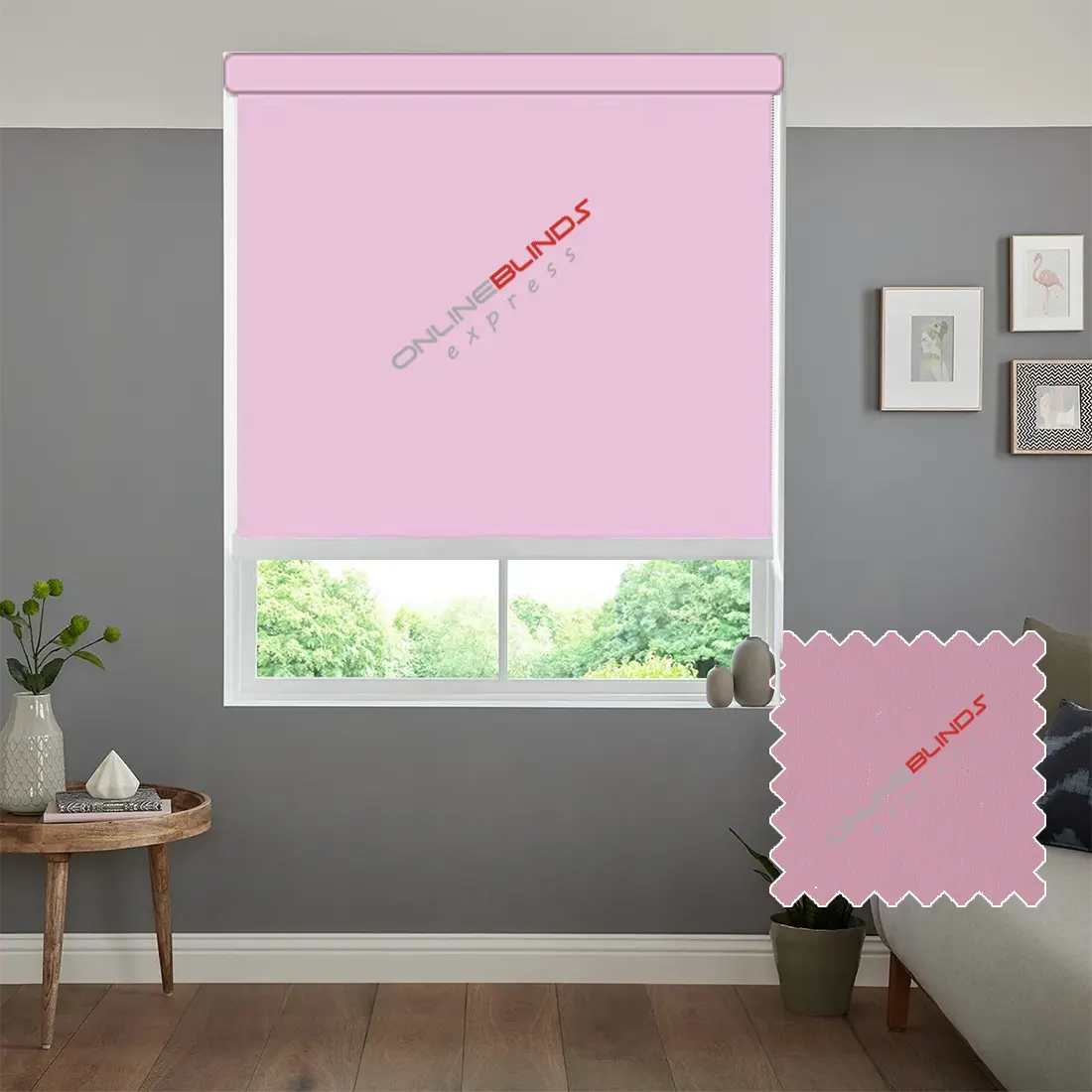 UNITY BABY PINK MOTORISED ROLLER BLIND - Online Blinds Express