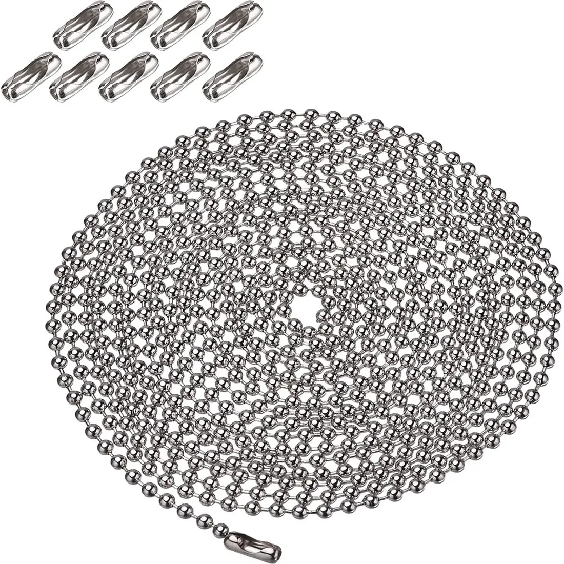 3 Meter Silver Beaded Pull Chain Extension with Connector