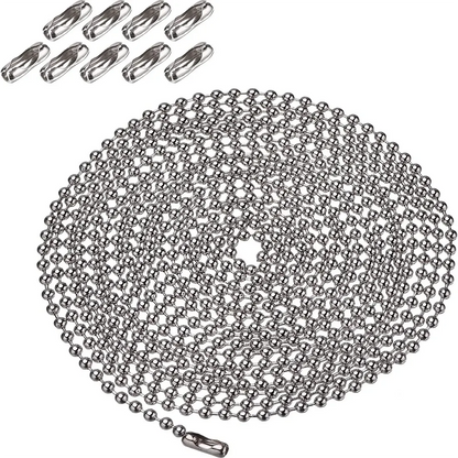 3 Meter Silver Beaded Pull Chain Extension with Connector