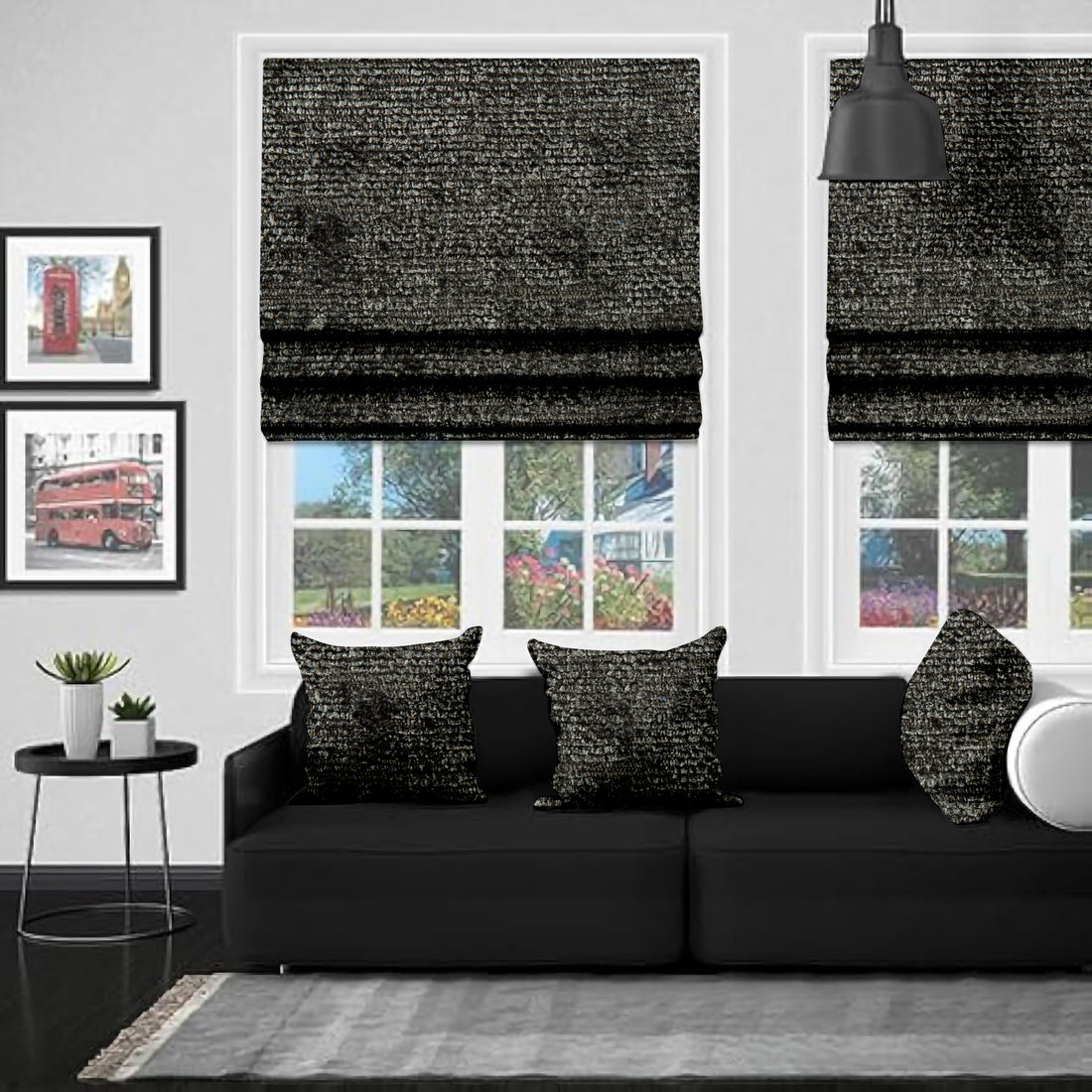 Chenille  Charcoal EB - Roman Blind