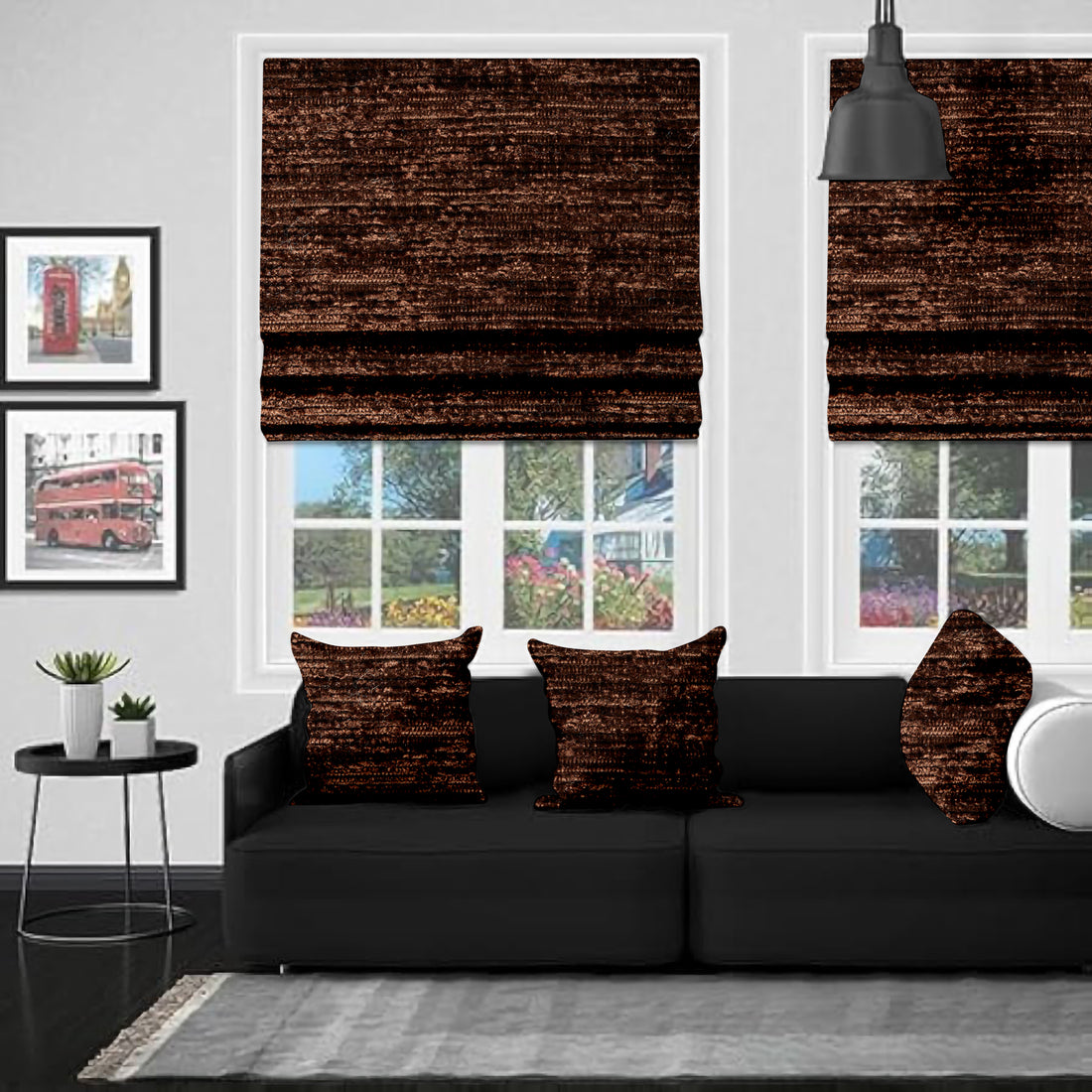 Chenille Chocolate EB - Roman Blind