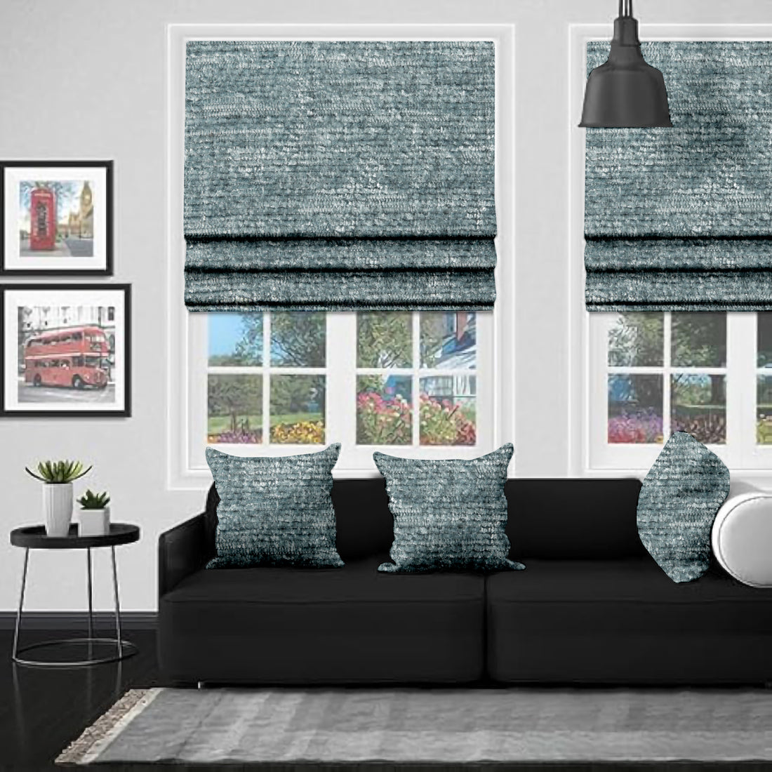 Chenille Duck Egg EB - Roman Blind