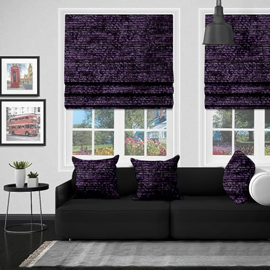 Chenille Purple EB - Roman Blind