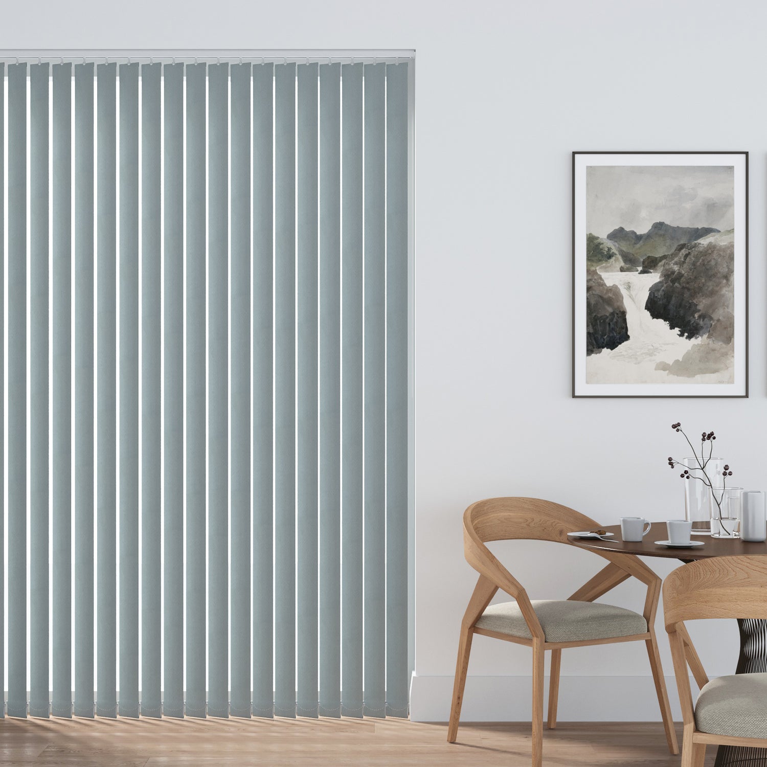 Feather Weave Mist - Blue Vertical Blinds