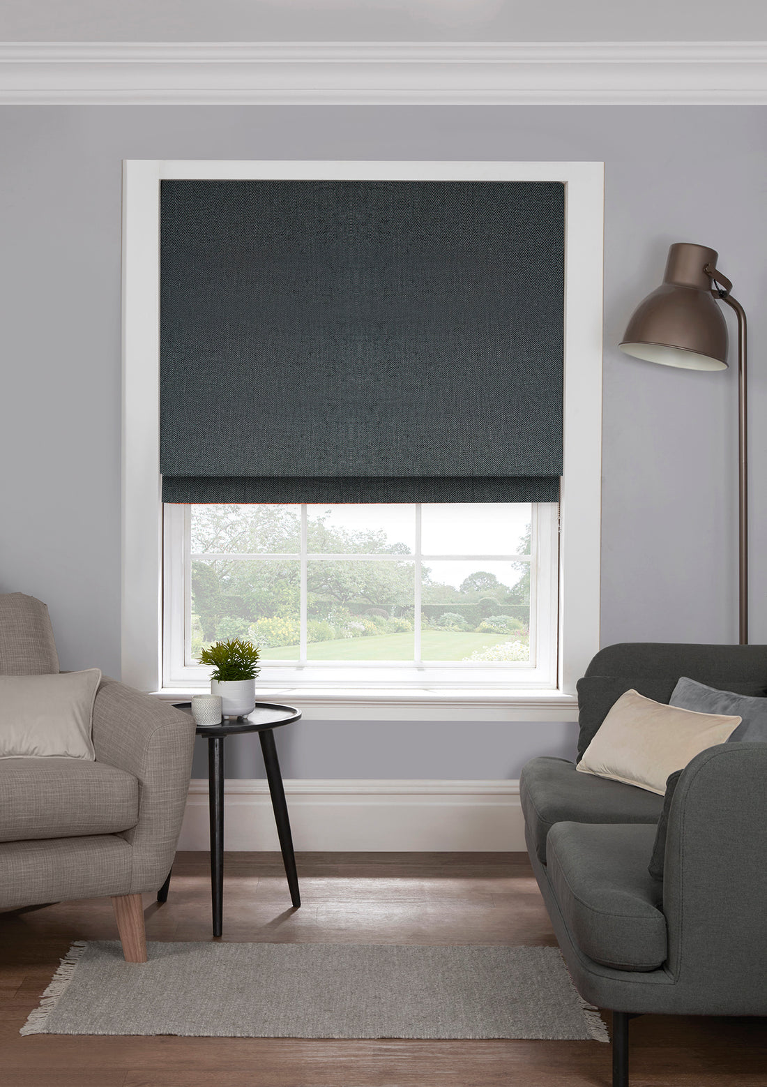 Herringbone Charcoal EB - Roman Blind