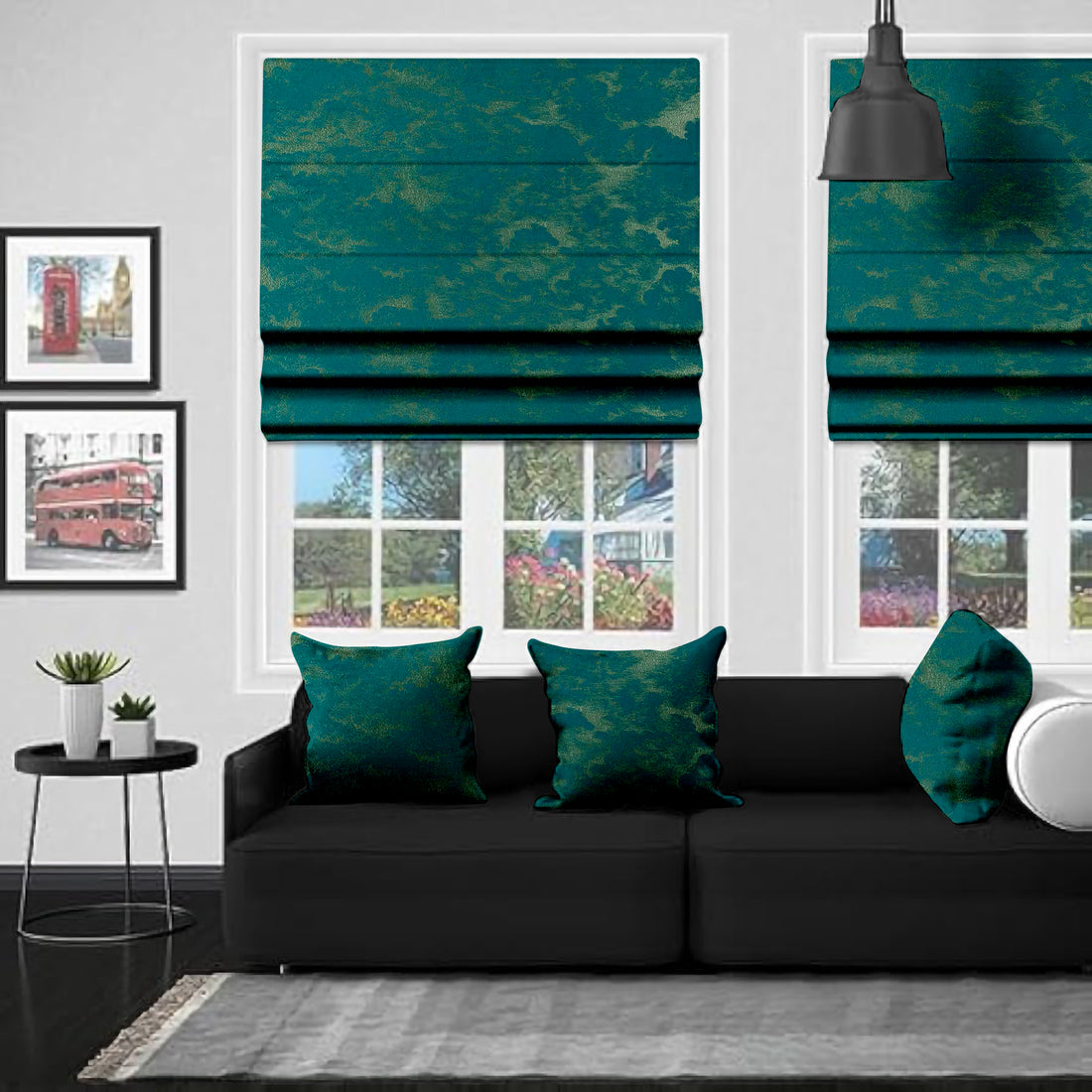 Izmir Gold Teal EB - Roman Blind