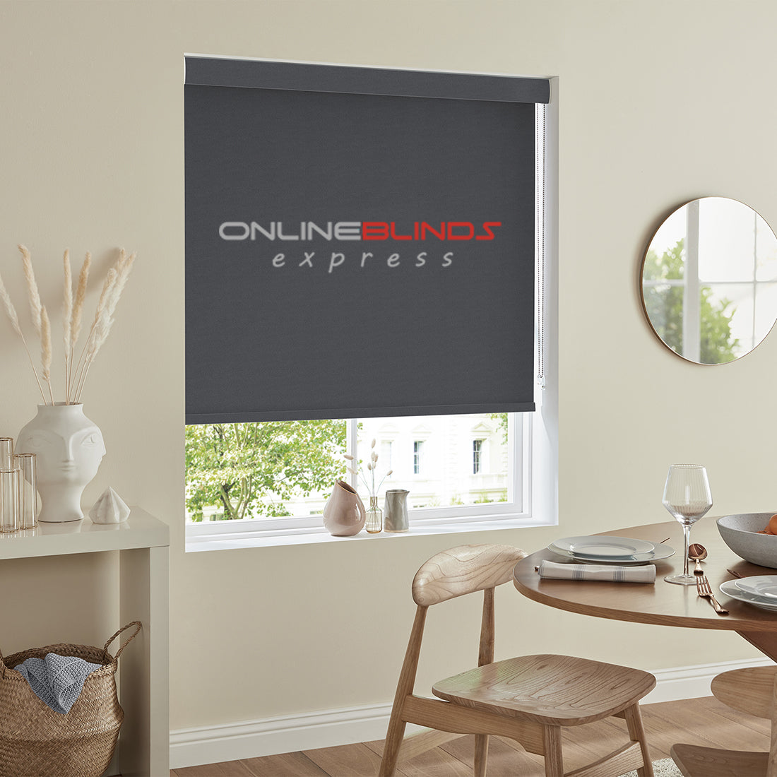 Wisteria B/O Dark Grey - QuickFit No Drill Roller Blinds