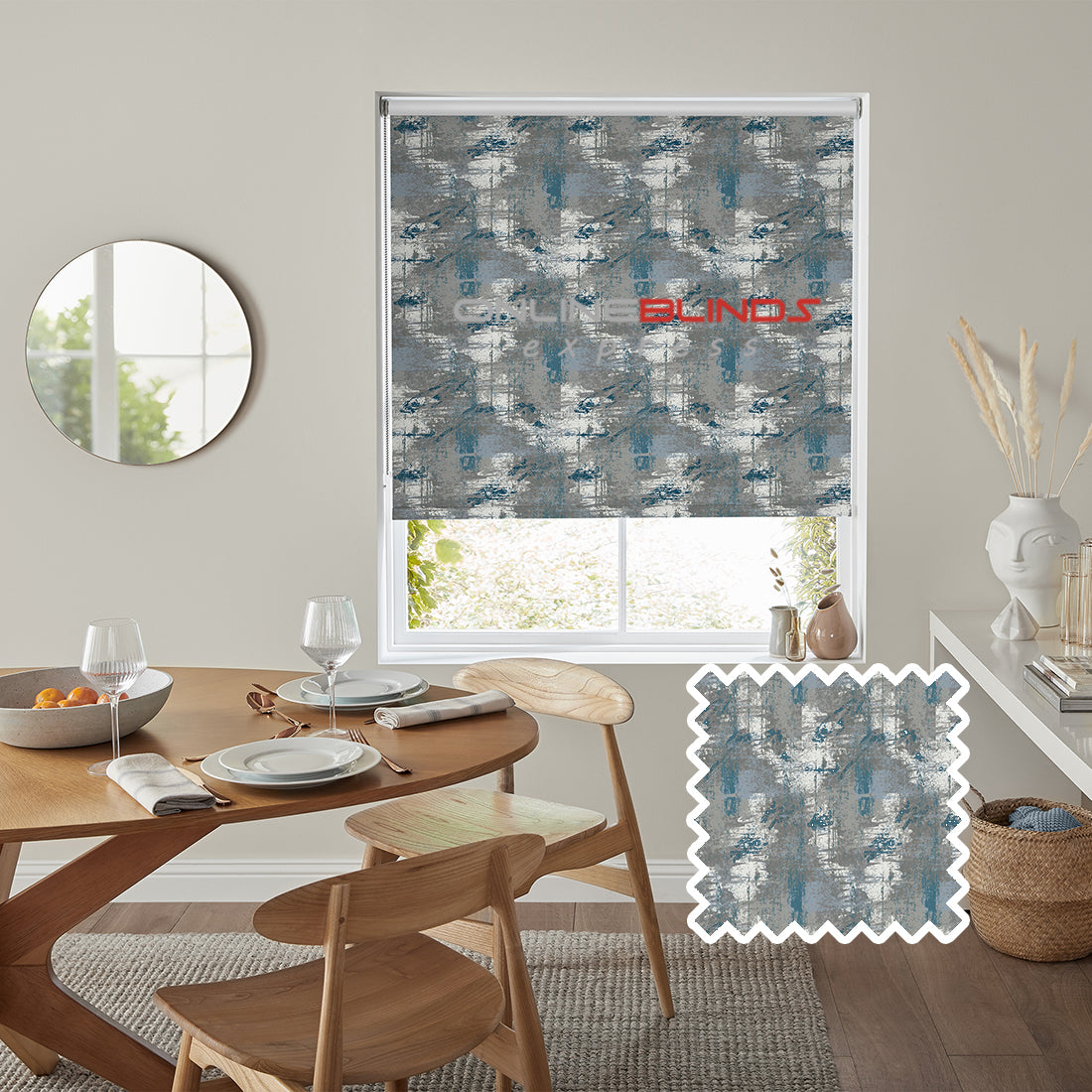 Adventure B/O Teal - QuickFit No Drill Roller Blinds