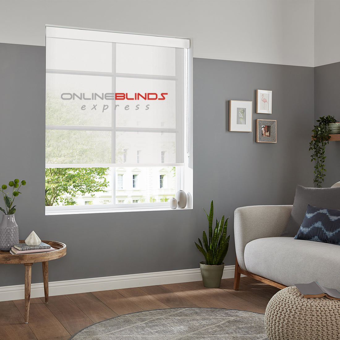 Geo Voile Snow - QuickFit No Drill Roller Blinds