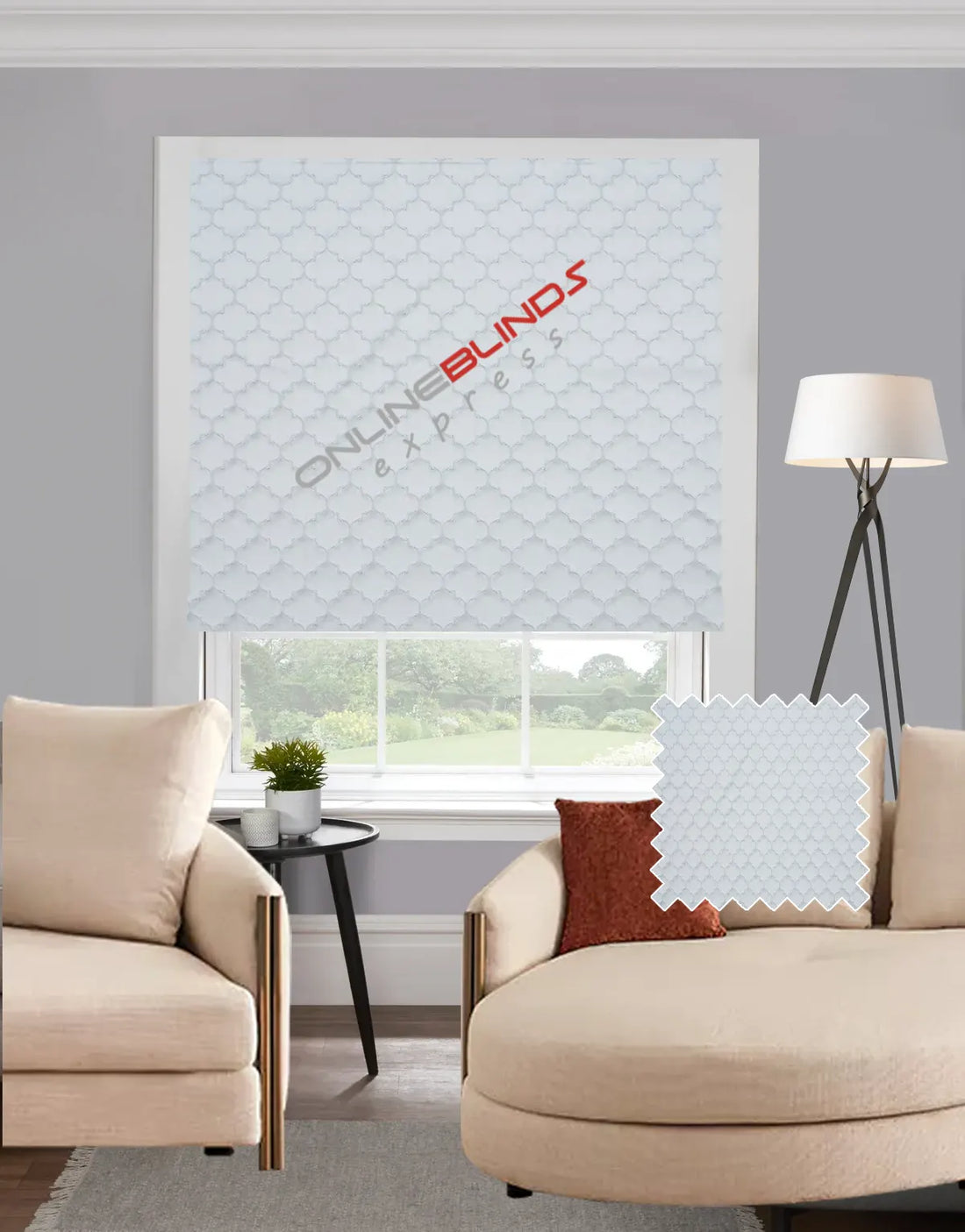 Alhambra White EB - Roman Blind