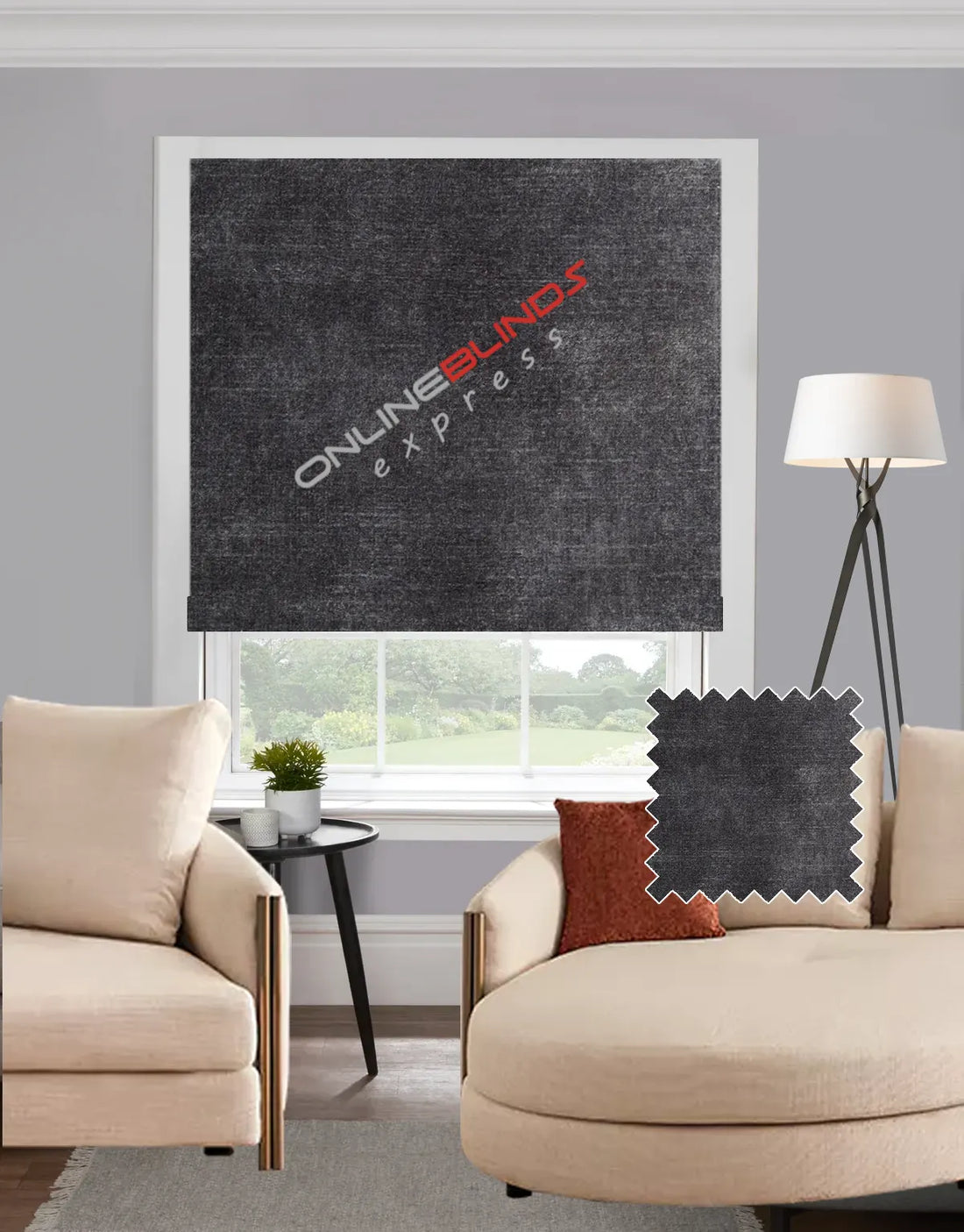 Ankara Charcoal EB - Roman Blind