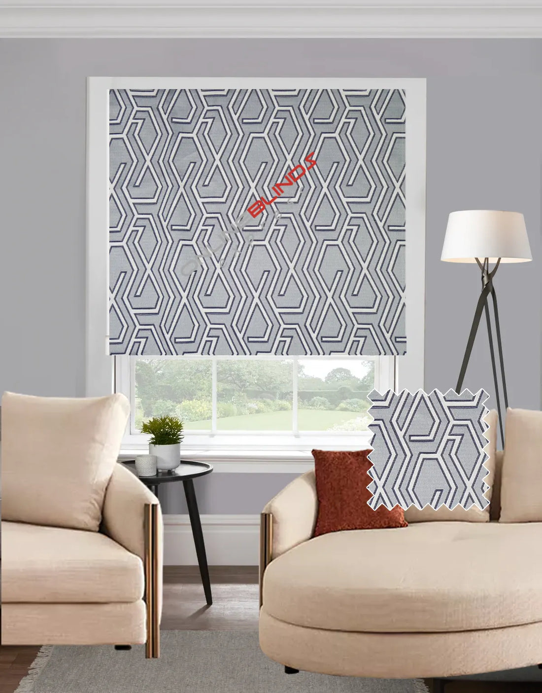 Aztec Wedgewood EB - Roman Blind