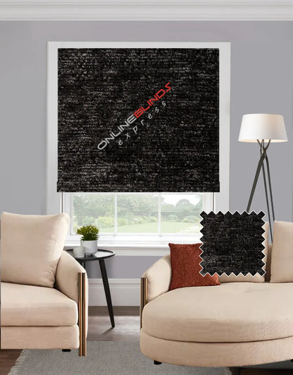Chenille Black EB - Roman Blind