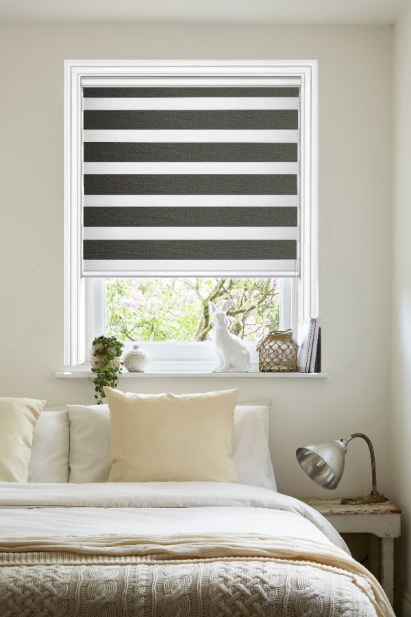 Blackout Pitch Charcoal Grey Motorised Day and Night Blind