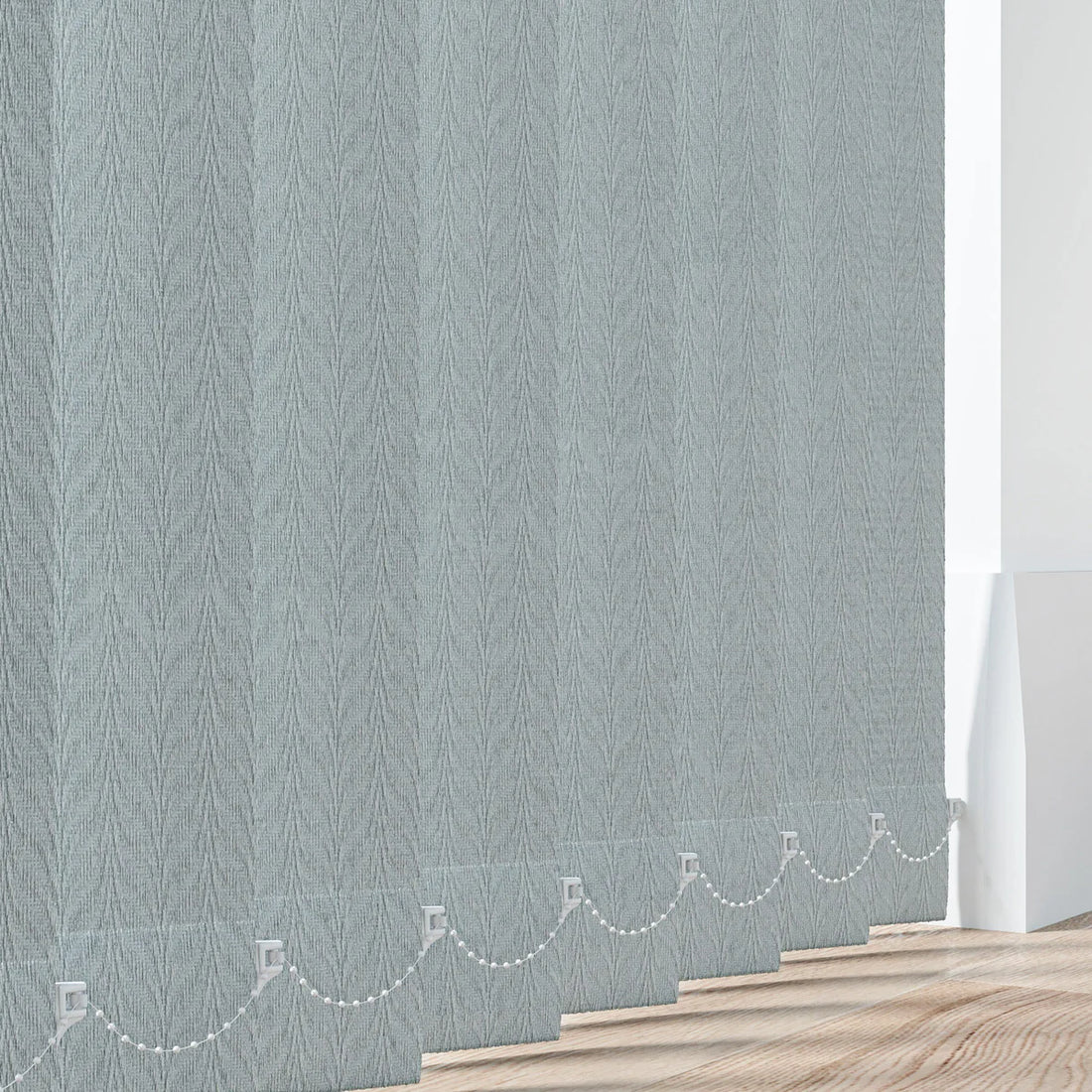 Feather Weave Mist - Blue Vertical Blinds
