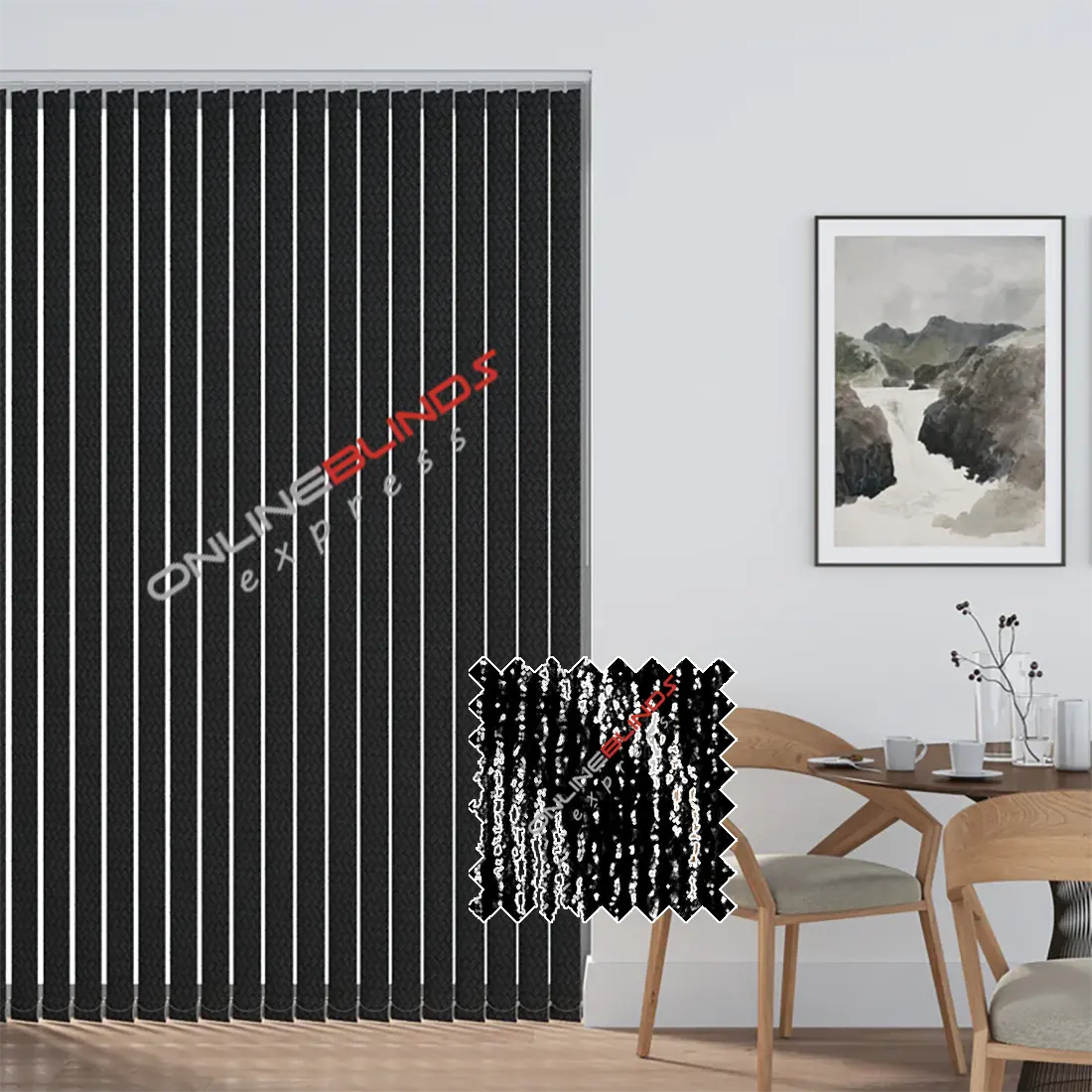 Gravity Black - PVC Waterproof Blackout Vertical Blinds