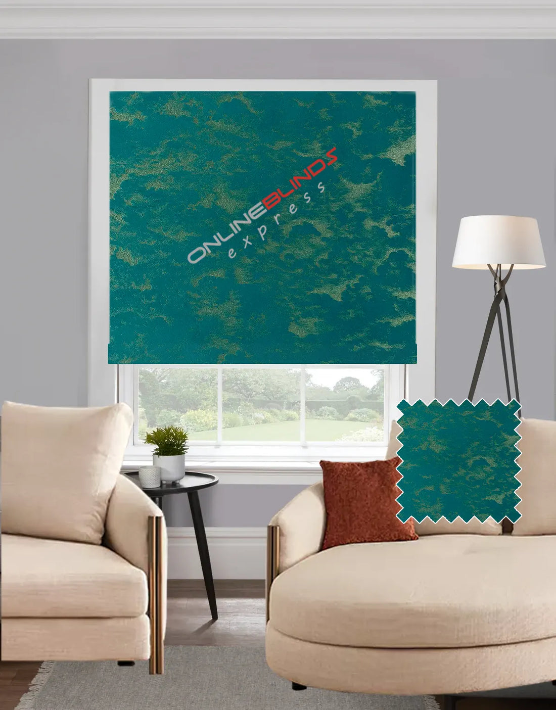 Izmir Silver Teal EB - Roman Blind