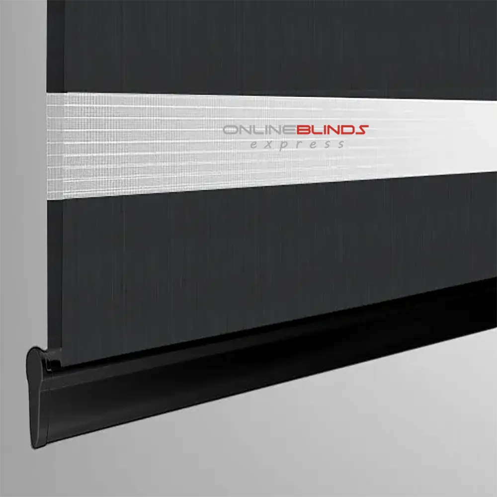 Plain Soft Black Motorised Day and Night Blind