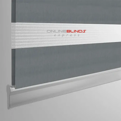 Plain Soft Charcoal Grey Motorised Day and Night Blind