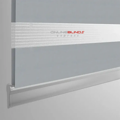 Plain Soft Silver Motorised Day and Night Blind