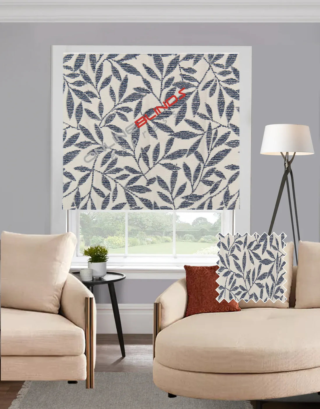 Serene Navy EB - Roman Blind