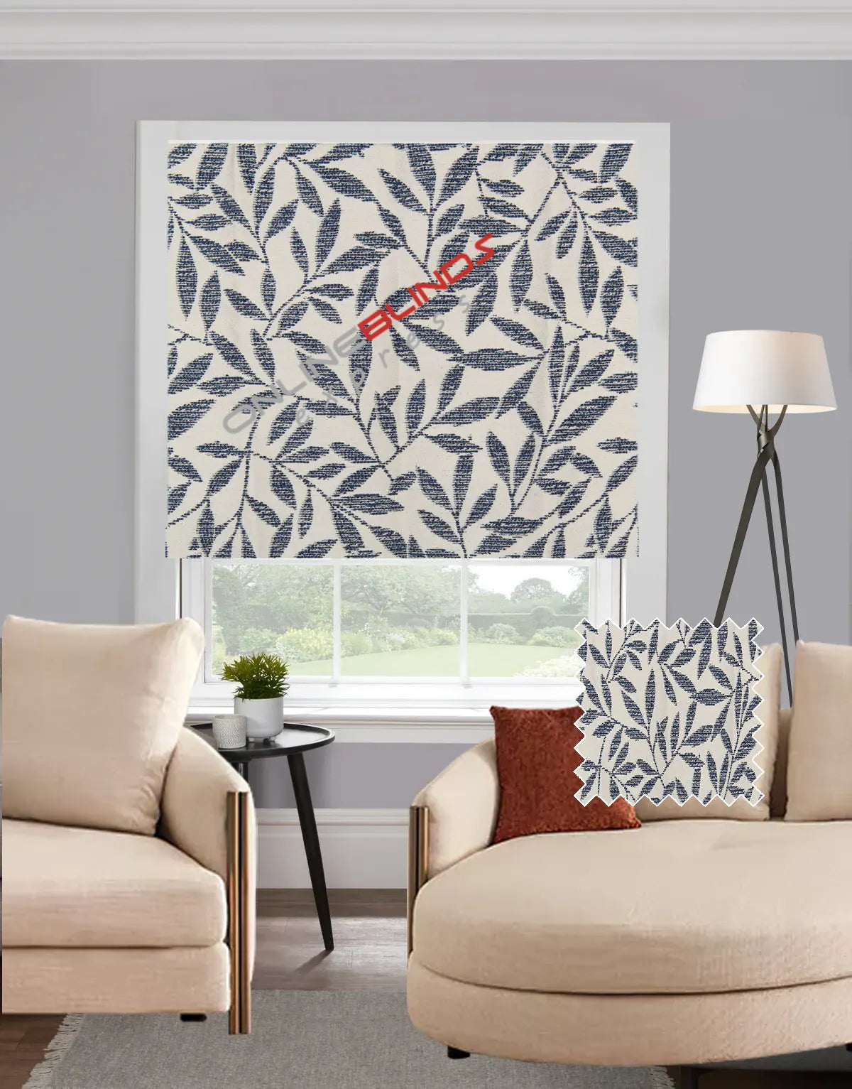 Serene Navy EB - Roman Blind