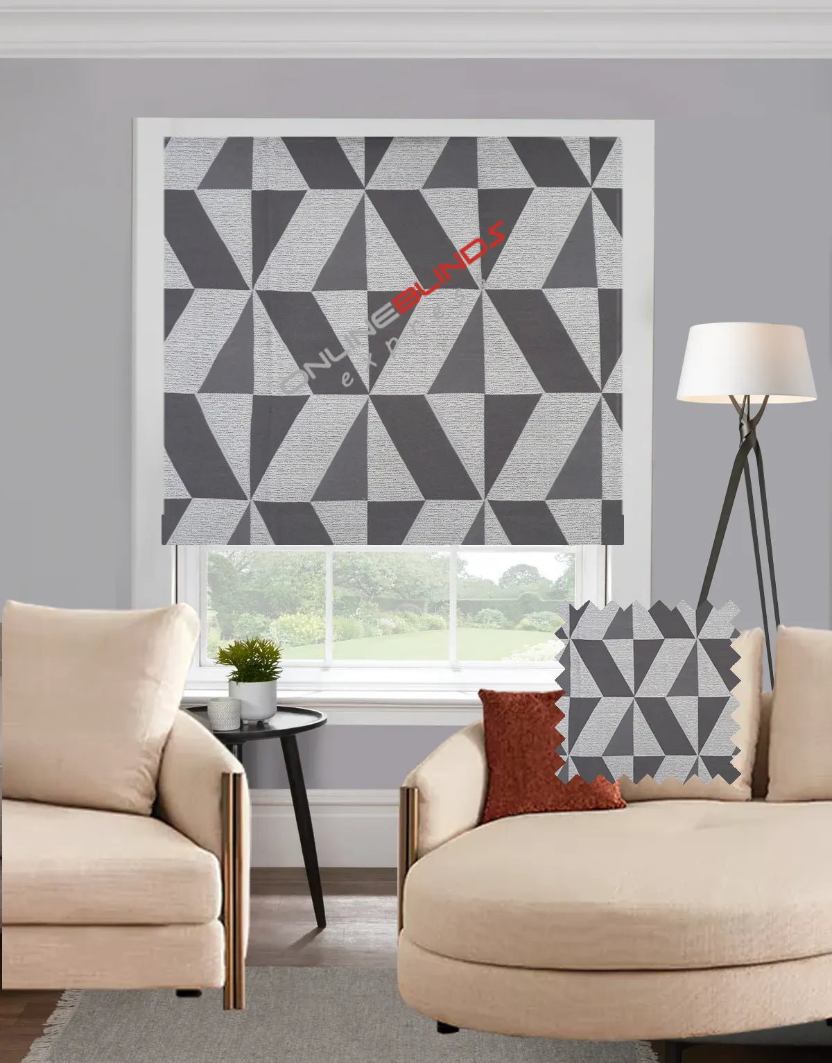 Tranquil Charcoal EB - Roman Blind - Online Blinds Express