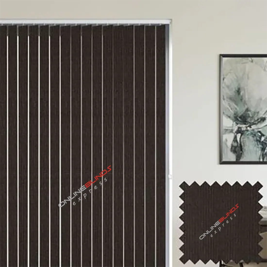 Unity Oak - Grey Vertical Blinds